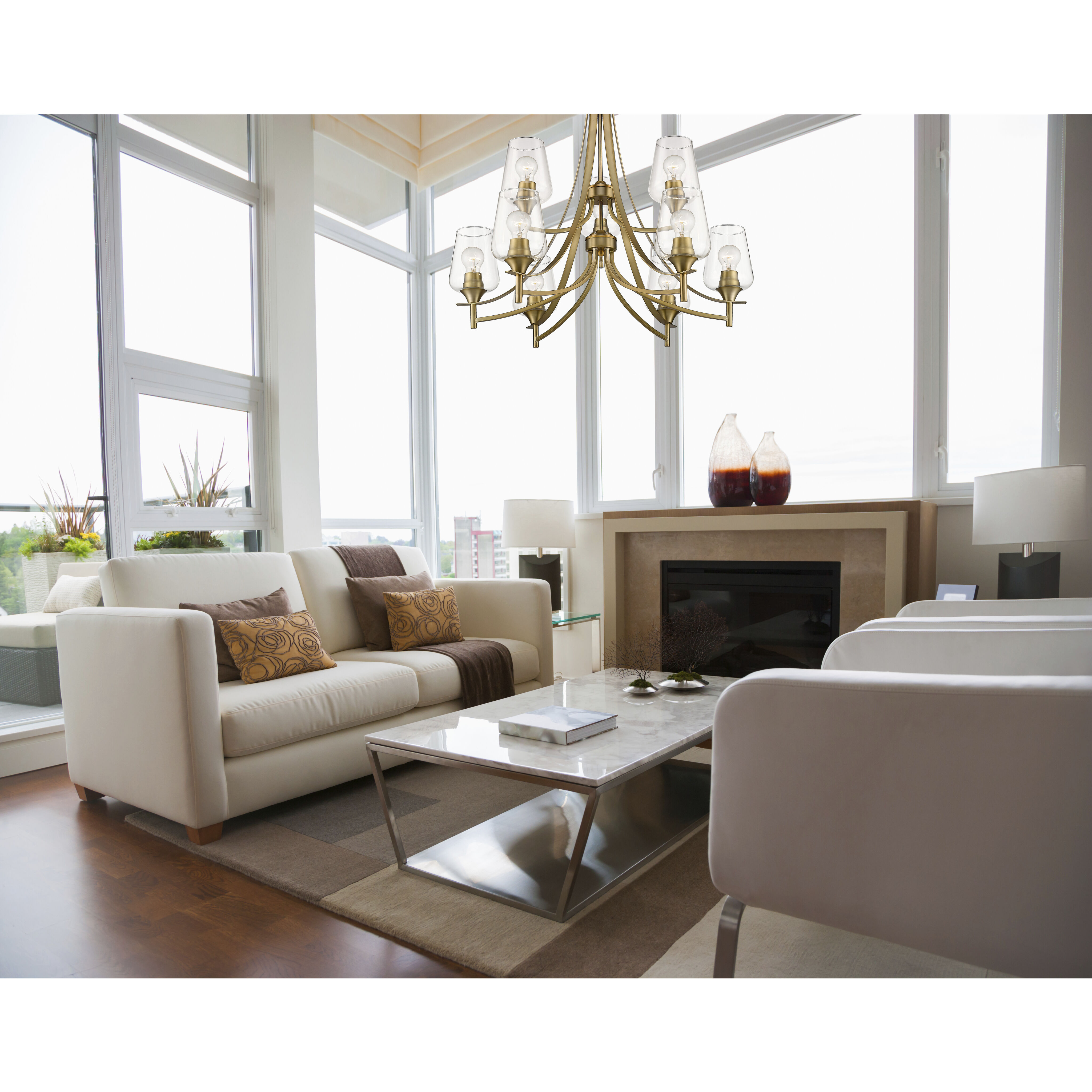 Joliet 9 Light 31 inch Olde Brass Chandelier Ceiling Light