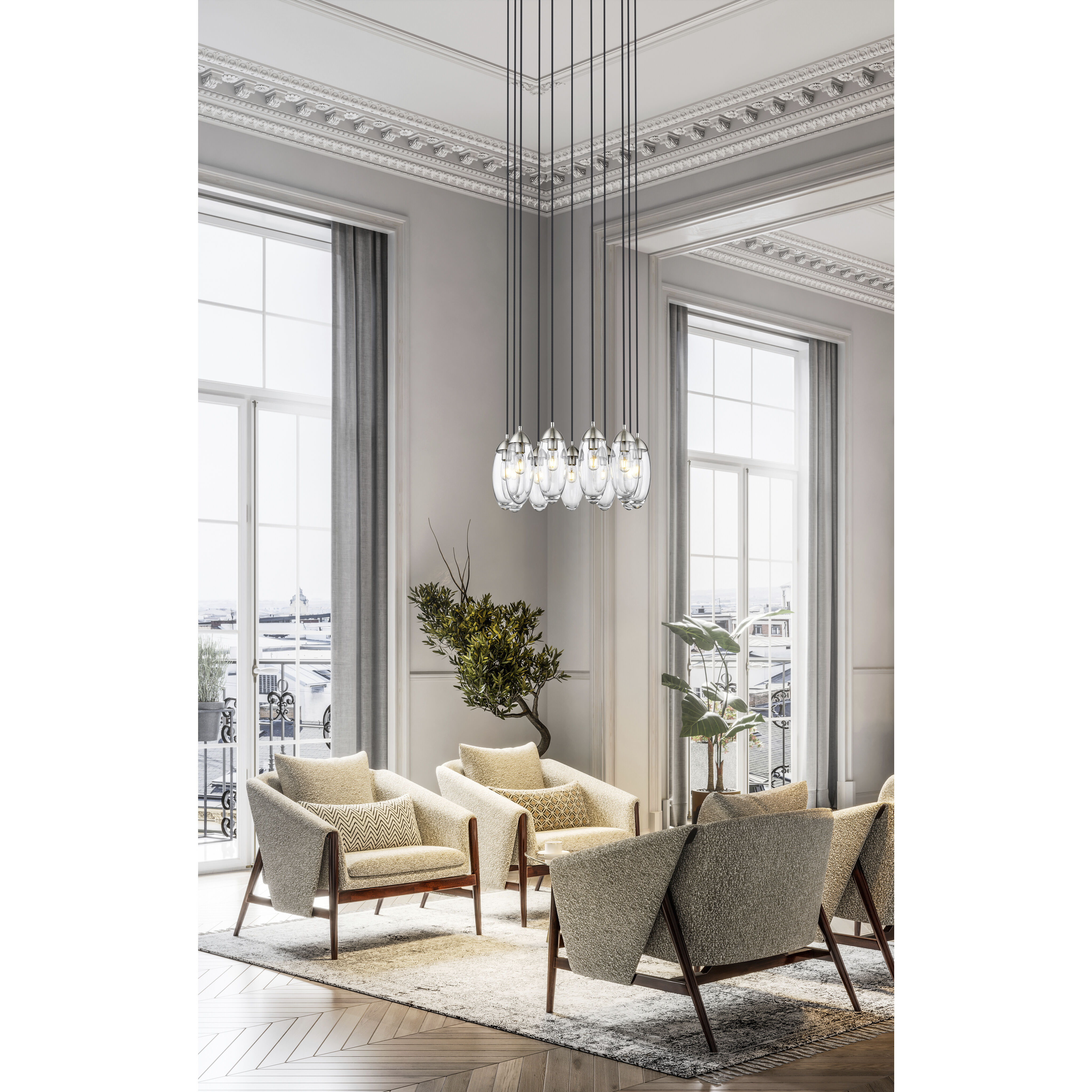 Arden 11 Light 24 inch Brushed Nickel Chandelier Ceiling Light