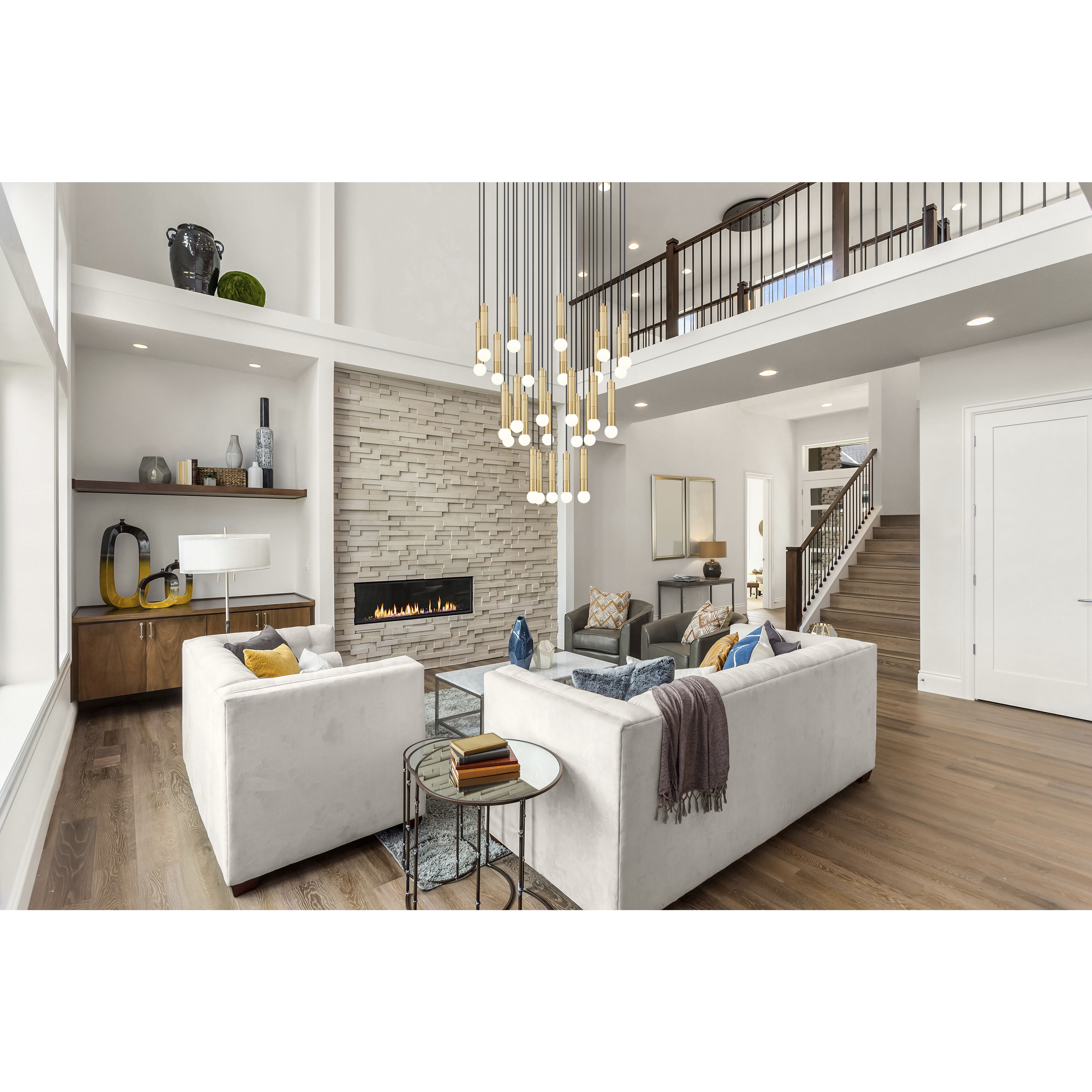 Stari 27 Light 36 inch Modern Gold Chandelier Ceiling Light