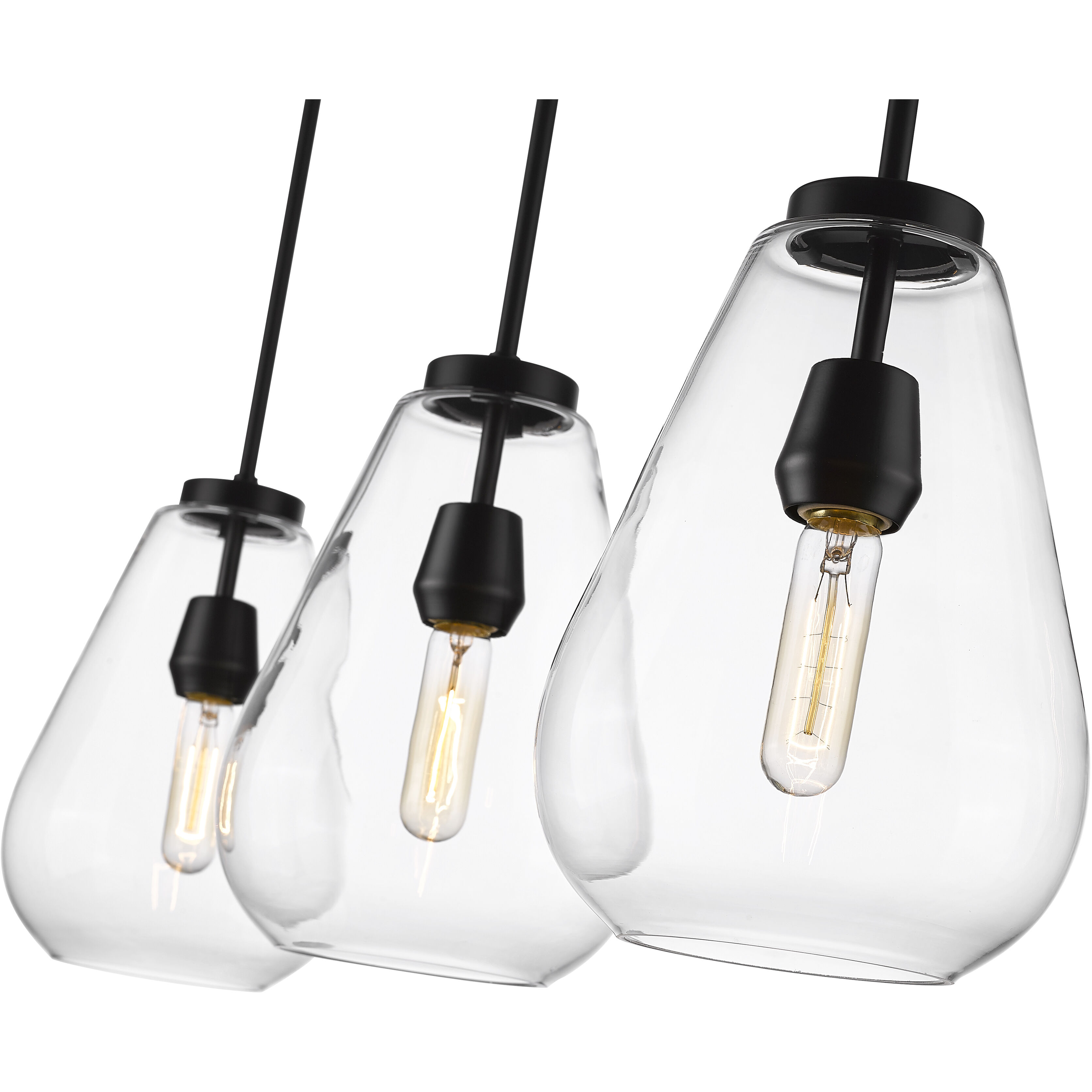 Ayra 3 Light 36 inch Matte Black Linear Chandelier Ceiling Light