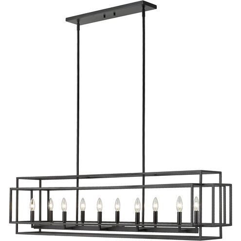 Titania 10 Light 54 inch Matte Black Linear Chandelier Ceiling Light