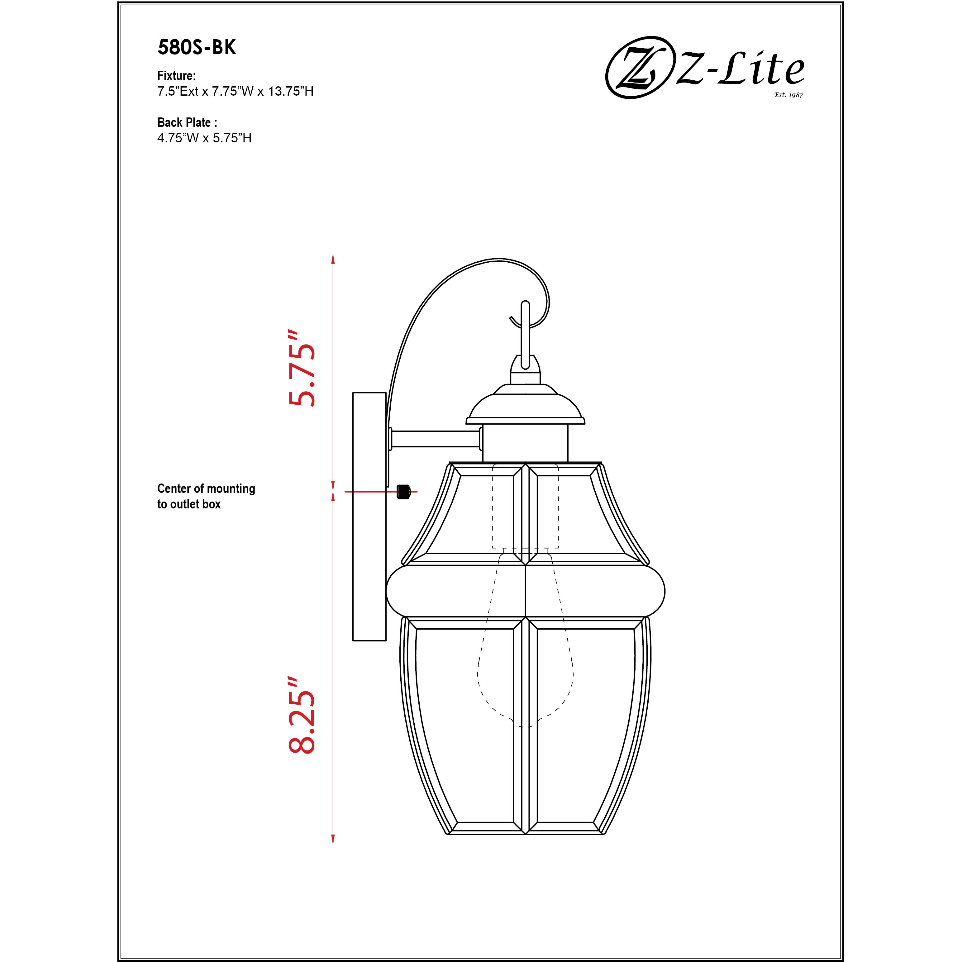 Westover 1 Light 13.75 inch Black Outdoor Wall Light