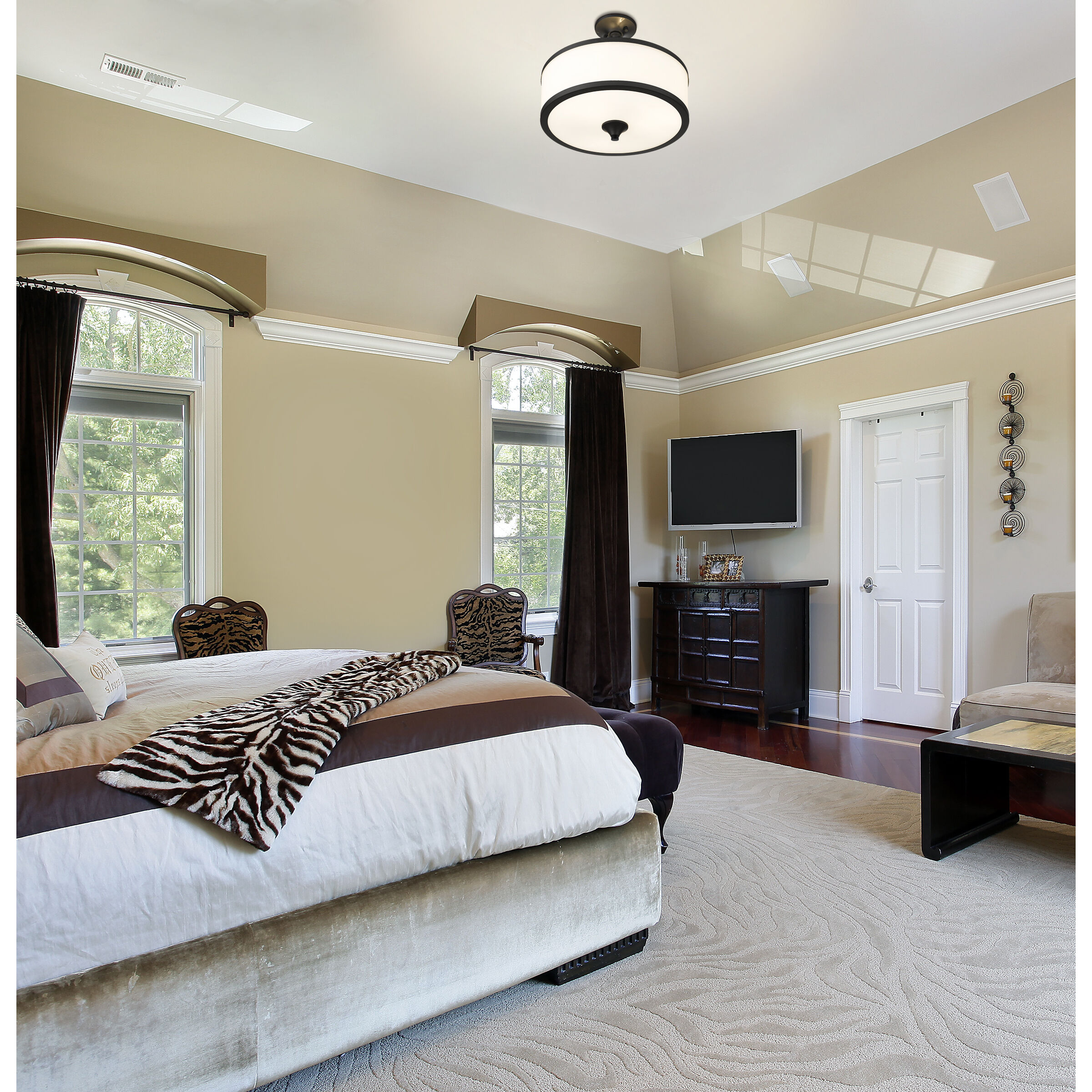 Z-Lite 307SF-MB Cosmopolitan 3 Light 15.75 inch Matte Black Semi Flush  Mount Ceiling Light