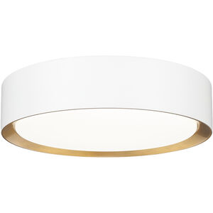 Kawan LED 12 inch Matte White and Modern Gold Flush Mount Ceiling Light
