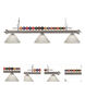 Shark 3 Light 58 inch Brushed Nickel Billiard Ceiling Light in White Plastic
