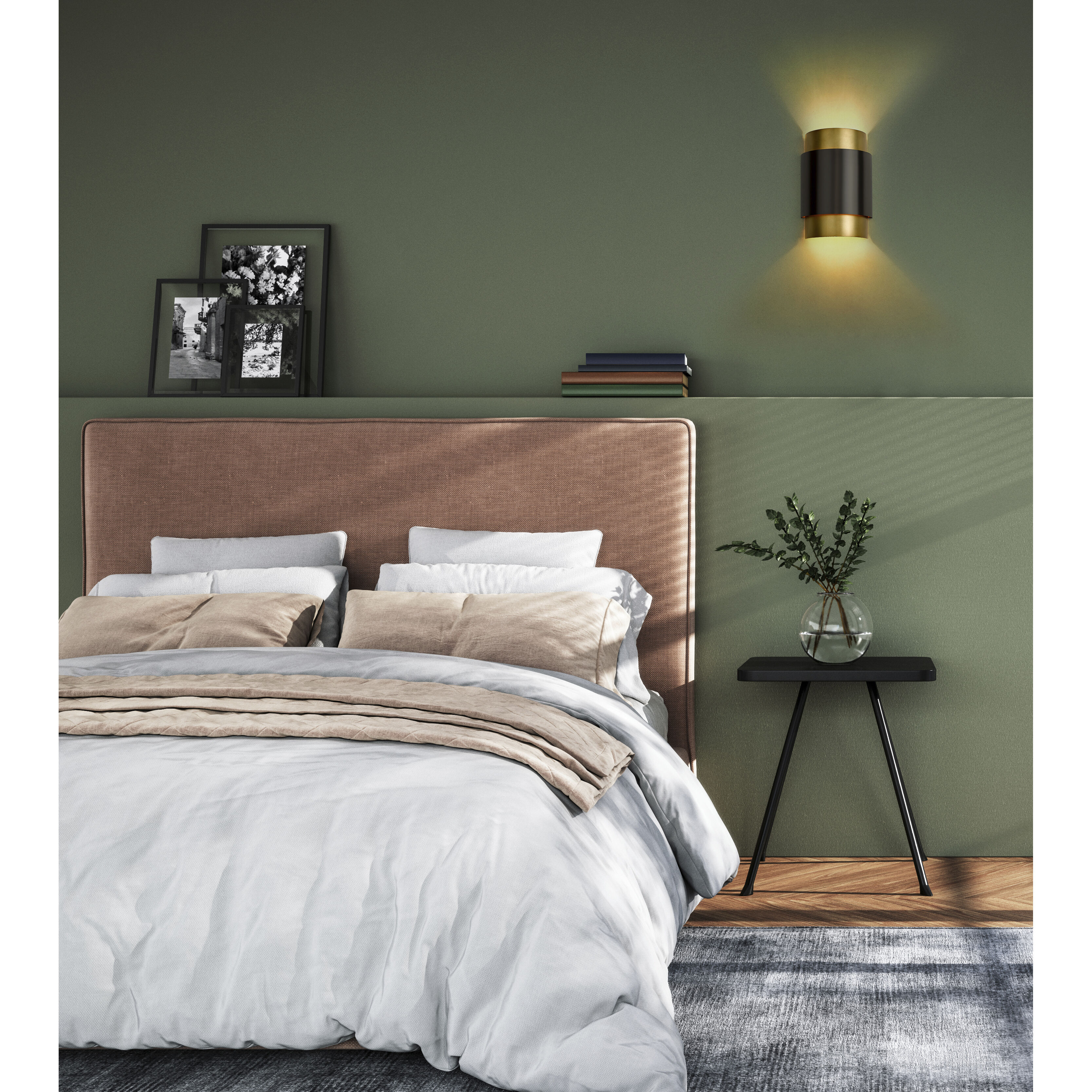 Harlech 2 Light 8.5 inch Bronze and Rubbed Brass Wall Sconce Wall Light in Bronze and Brass