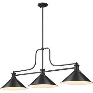 Melange 3 Light 52 inch Matte Black Billiard Ceiling Light