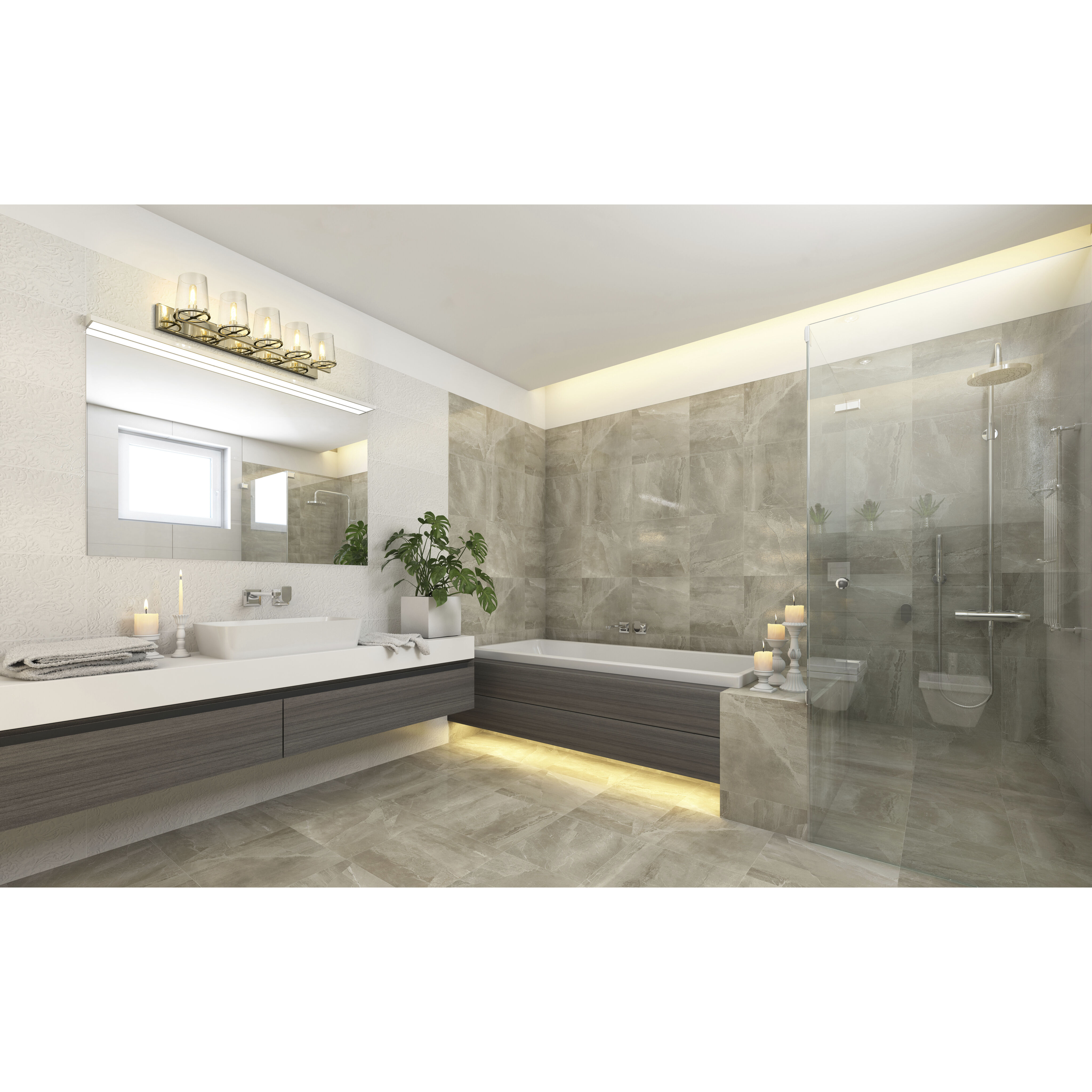 Callista 5 Light 47 inch Polished Nickel Vanity Wall Light