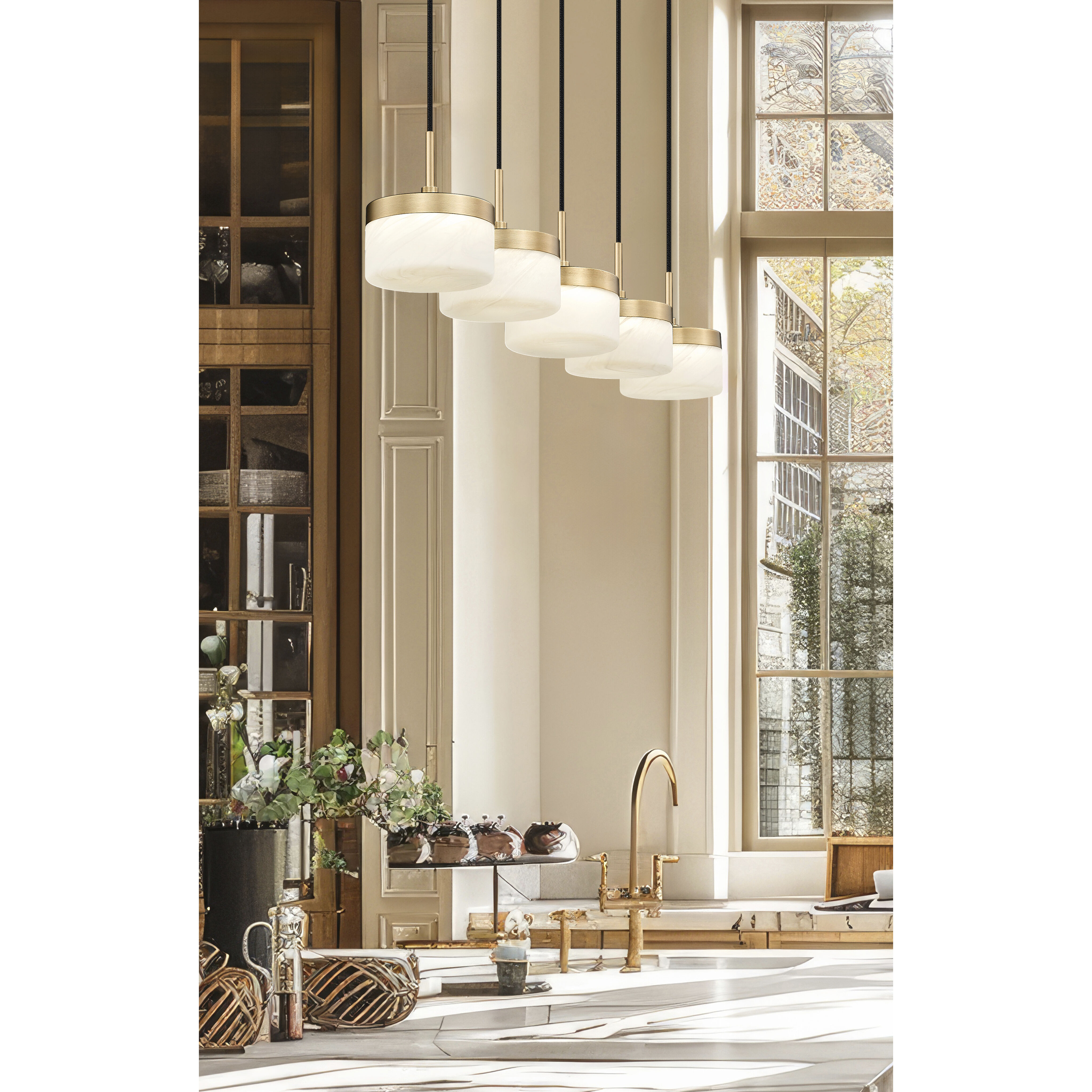 Renaud LED 46 inch Modern Gold Linear Chandelier Ceiling Light