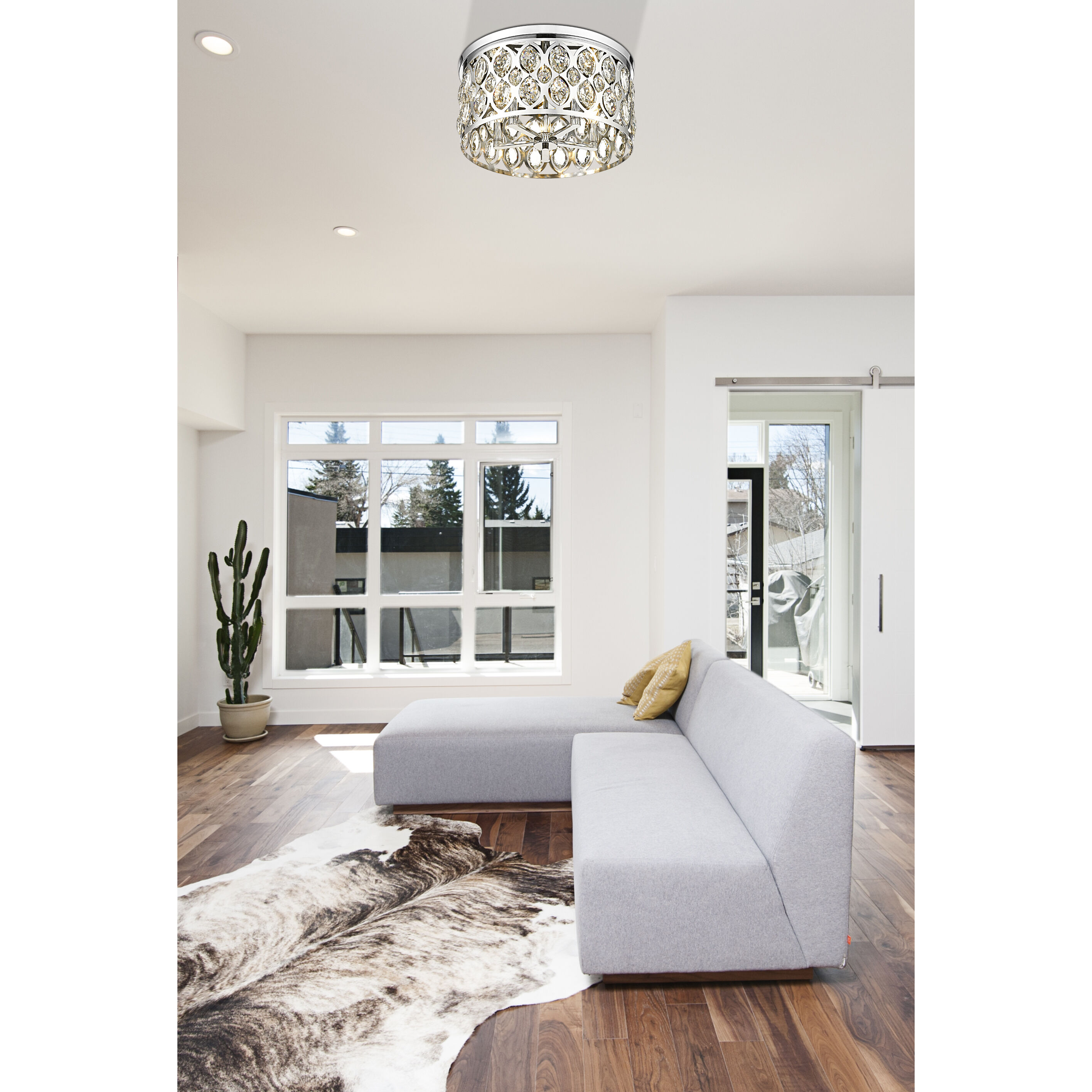 Dealey 5 Light 18 inch Chrome Flush Mount Ceiling Light