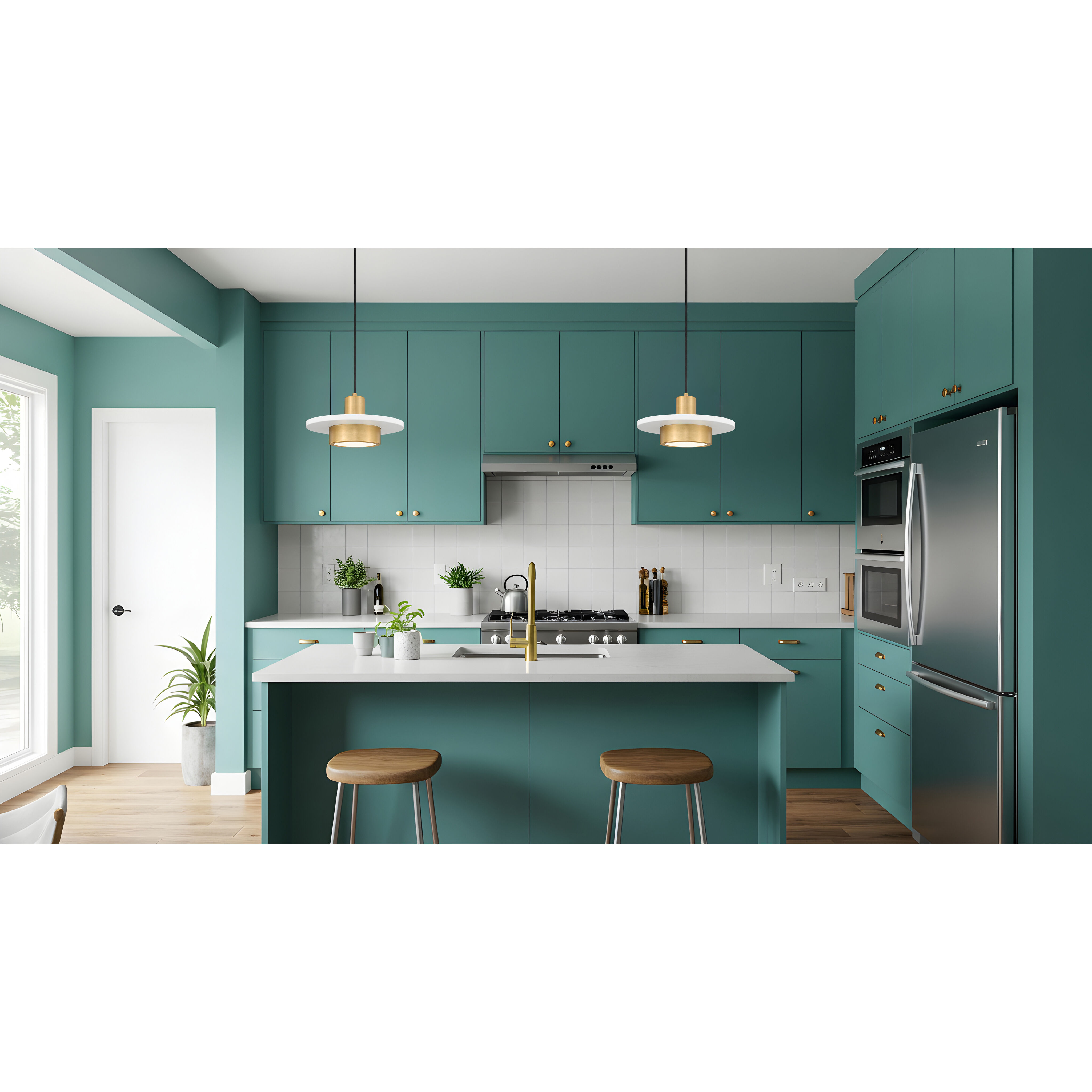 Ludo Pendant Ceiling Light in Matte White and Modern Gold