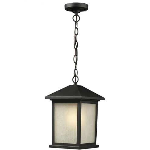 Holbrook 1 Light 8 inch Black Outdoor Chain Mount Ceiling Fixture in White Seedy Glass