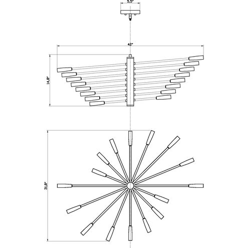 Ascension 16 Light 32 inch Matte Black Chandelier Ceiling Light