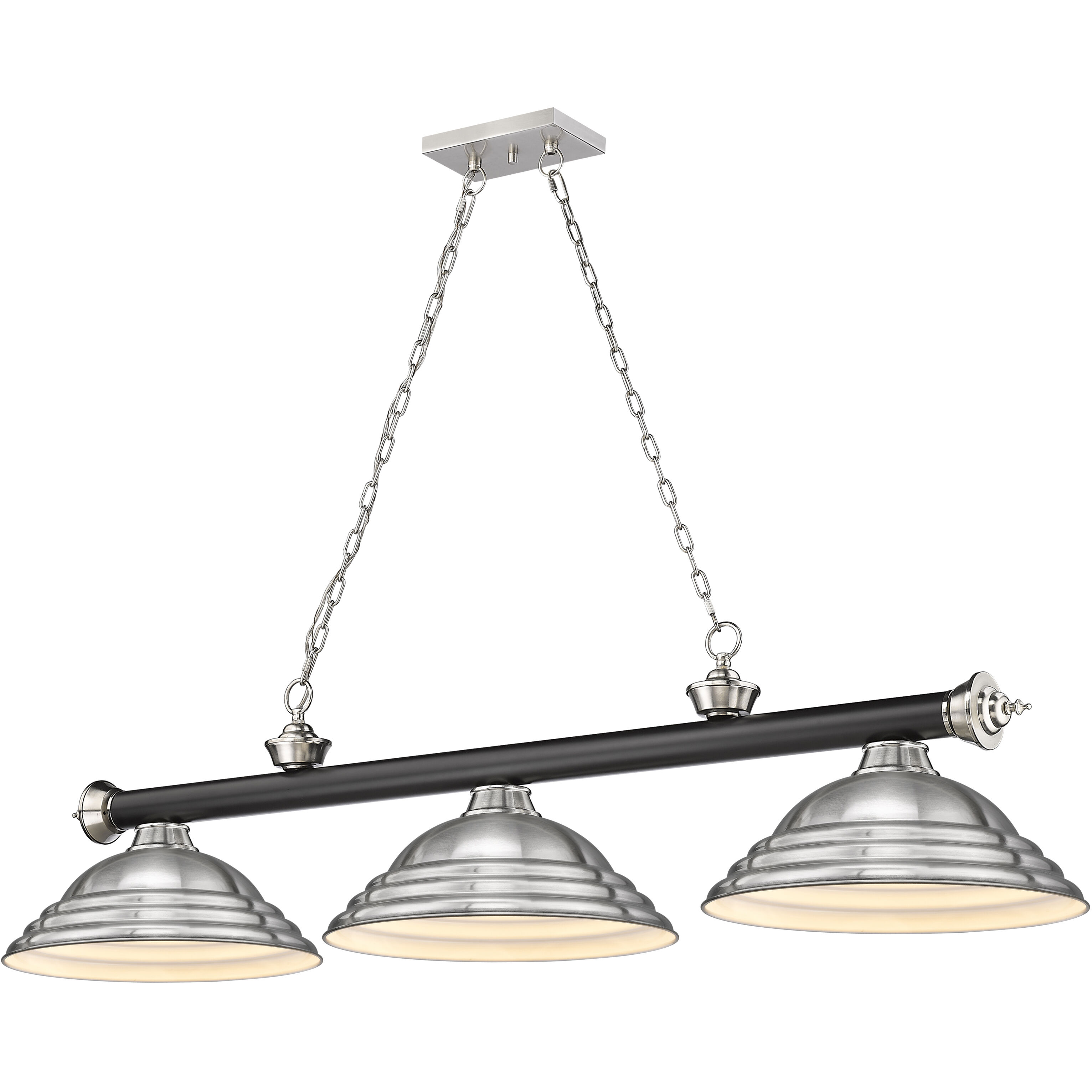 Cordon 3 Light 58 inch Matte Black and Brushed Nickel Billiard Ceiling Light in Brushed Nickel Steel