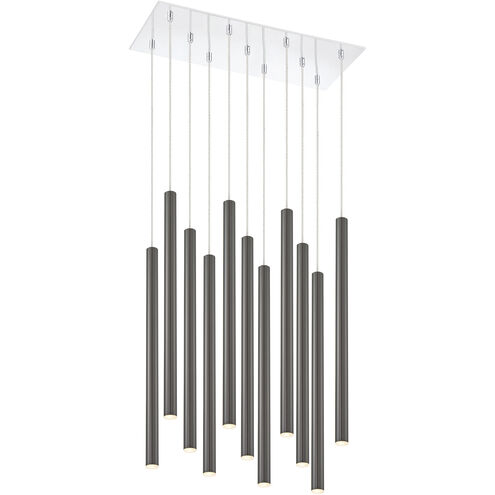 Forest LED 9.75 inch Chrome Chandelier Ceiling Light in 11, Pearl Black Steel, 40