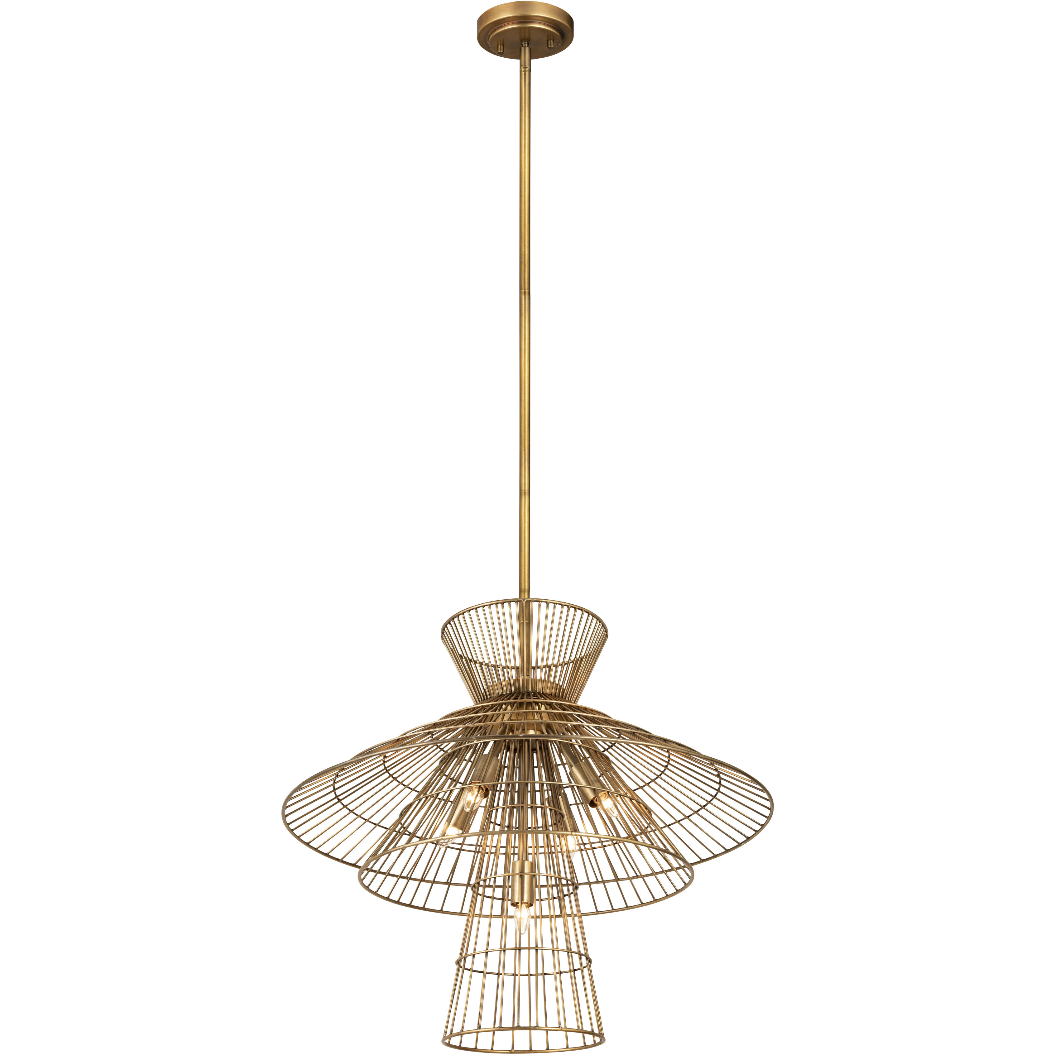 Alito 6 Light 25 inch Rubbed Brass Chandelier Ceiling Light