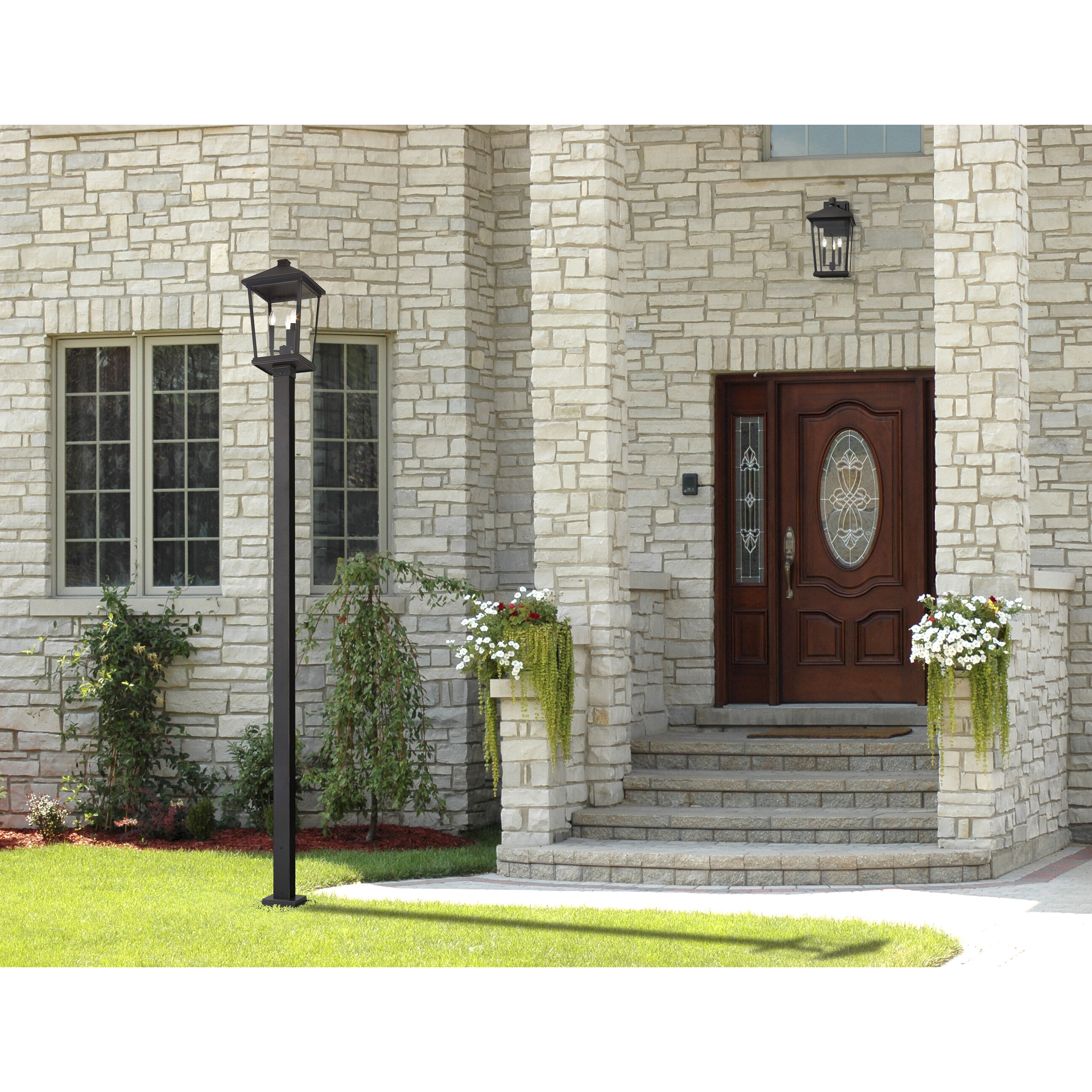 Beacon 3 Light 107 inch Oil Rubbed Bronze Outdoor Post Mounted Fixture in 24.25