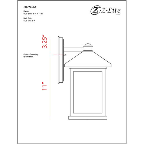 Holbrook 1 Light 14 inch Black Outdoor Wall Light in White Seedy Glass
