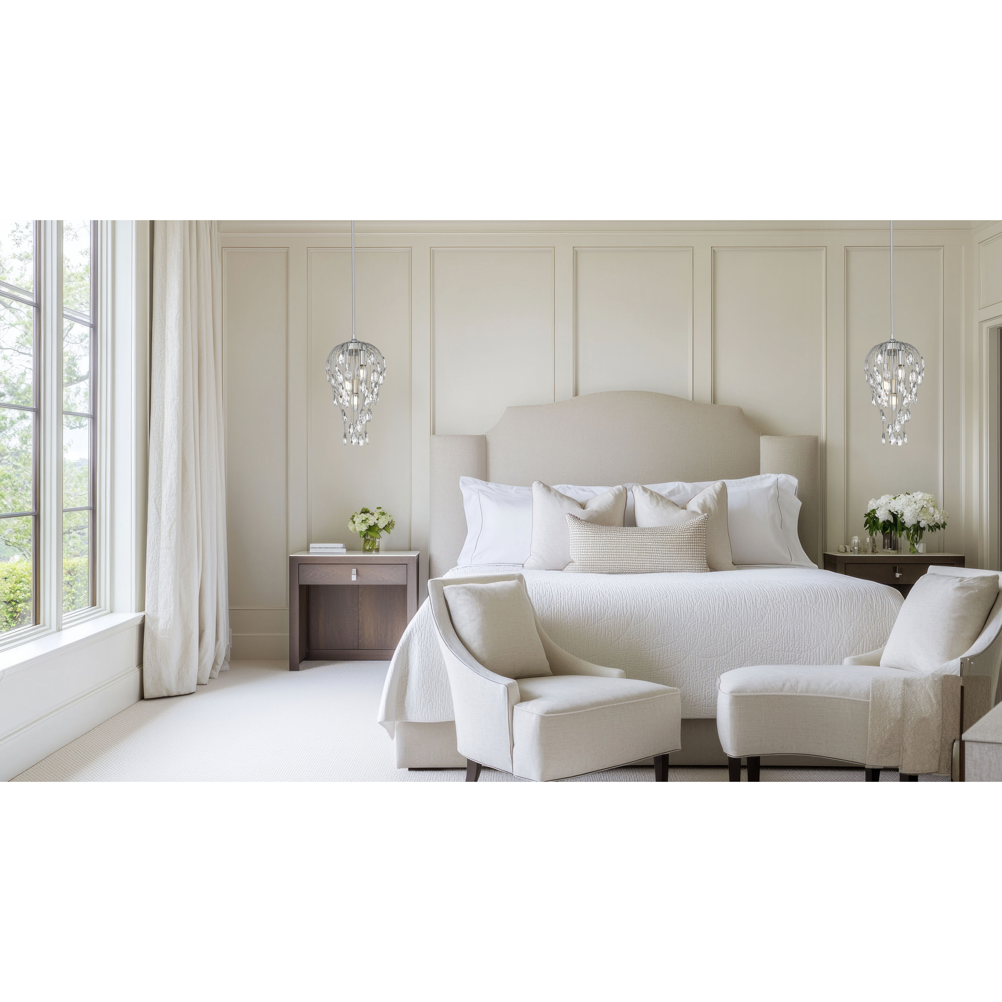 Gabriella 3 Light 9 inch Brushed Nickel Pendant Ceiling Light