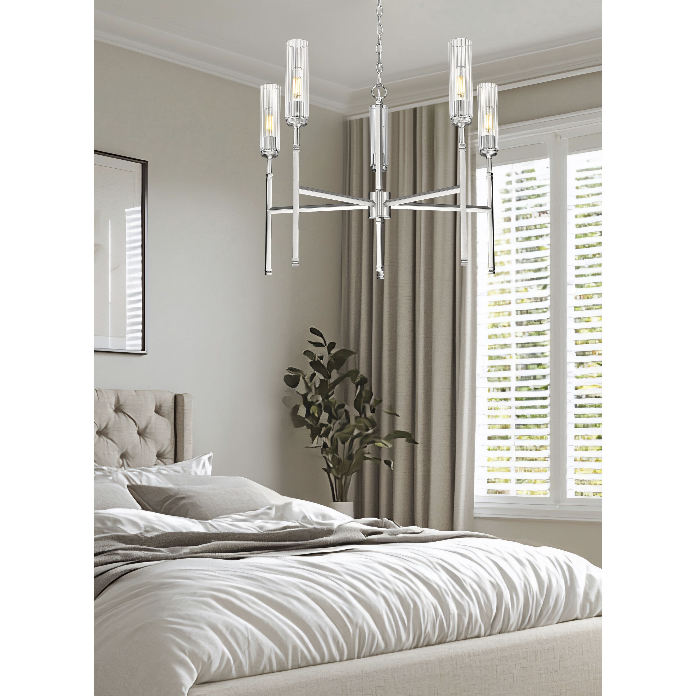 Esme 5 Light 32 inch Brushed Nickel Chandelier Ceiling Light