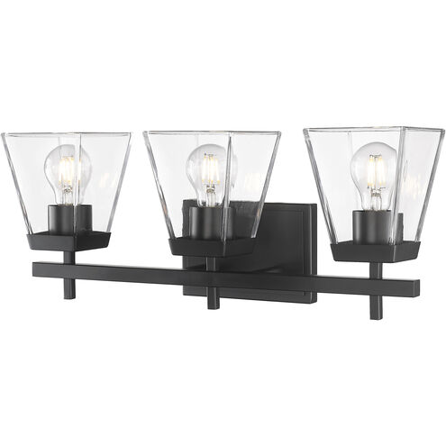 Lauren 3 Light 22 inch Matte Black Vanity Wall Light
