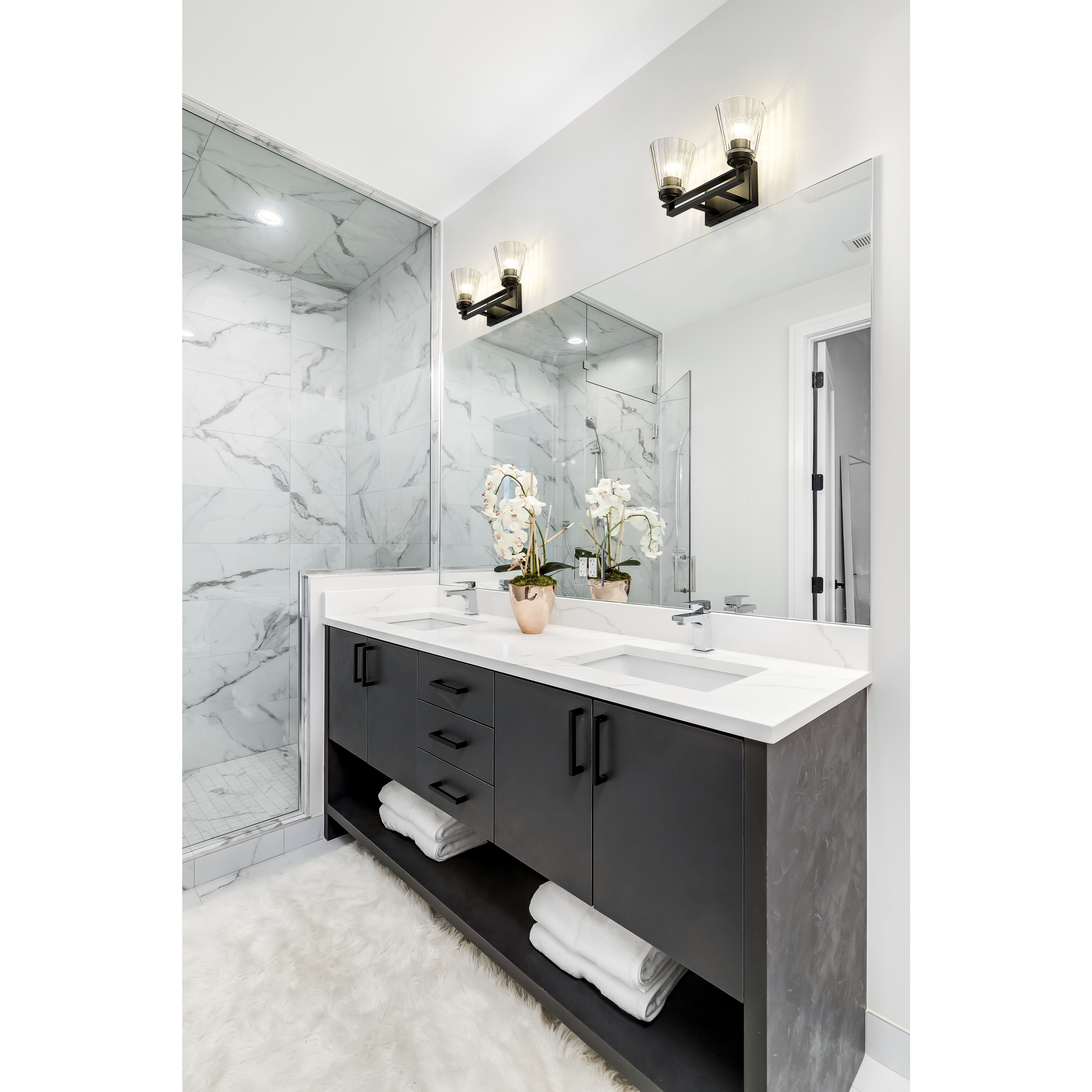 Lyna 2 Light 16 inch Matte Black Vanity Wall Light