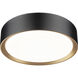 Kawan LED 12 inch Matte Black and Modern Gold Flush Mount Ceiling Light