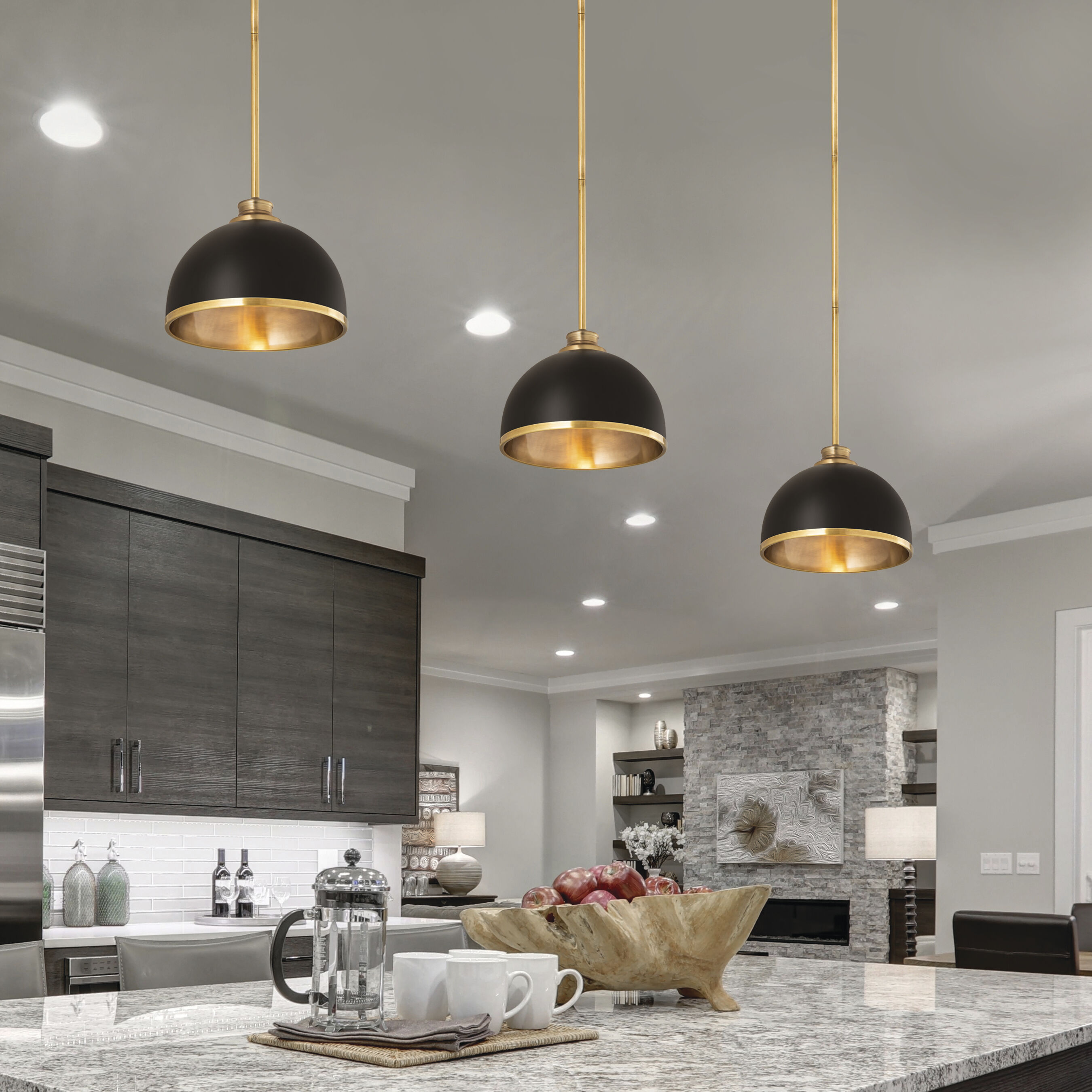 Landry 1 Light 10 inch Matte Black and Rubbed Brass Pendant Ceiling Light