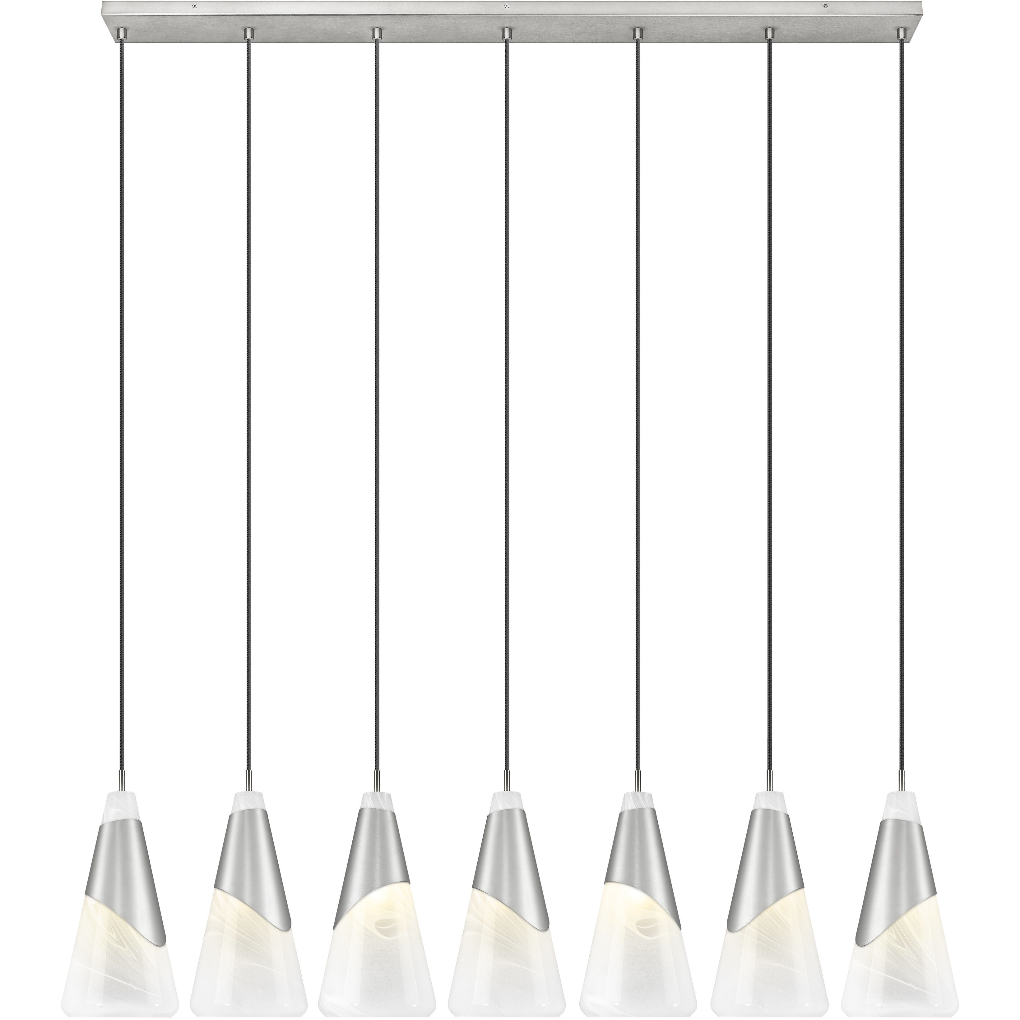 Aimie Linear Chandelier Ceiling Light in Brushed Nickel