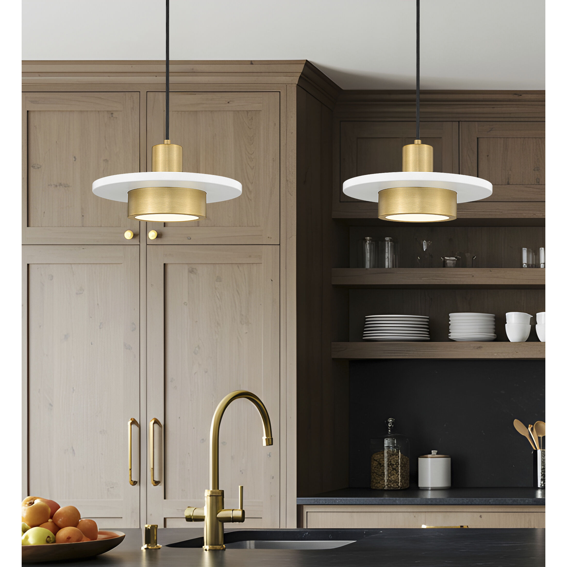 Ludo Pendant Ceiling Light in Matte White and Modern Gold