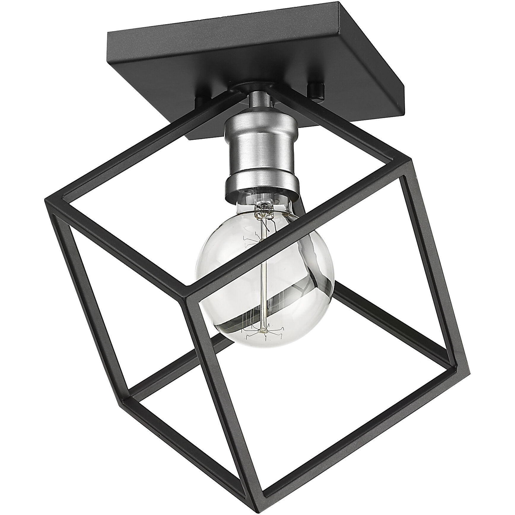 Vertical 1 Light 10 inch Matte Black and Brushed Nickel Flush Mount Ceiling Light