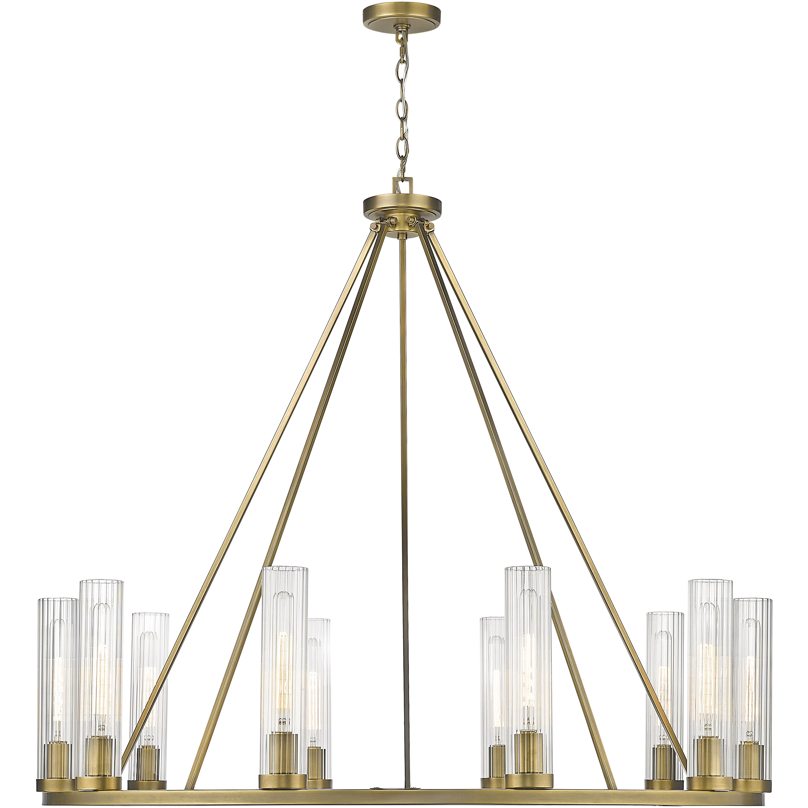 Beau 10 Light 46 inch Rubbed Brass Chandelier Ceiling Light