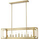 Easton 9 Light 44 inch Rubbed Brass Linear Chandelier Ceiling Light