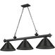 Cordon 3 Light 57.25 inch Matte Black Billiard Ceiling Light in Smoke Acrylic