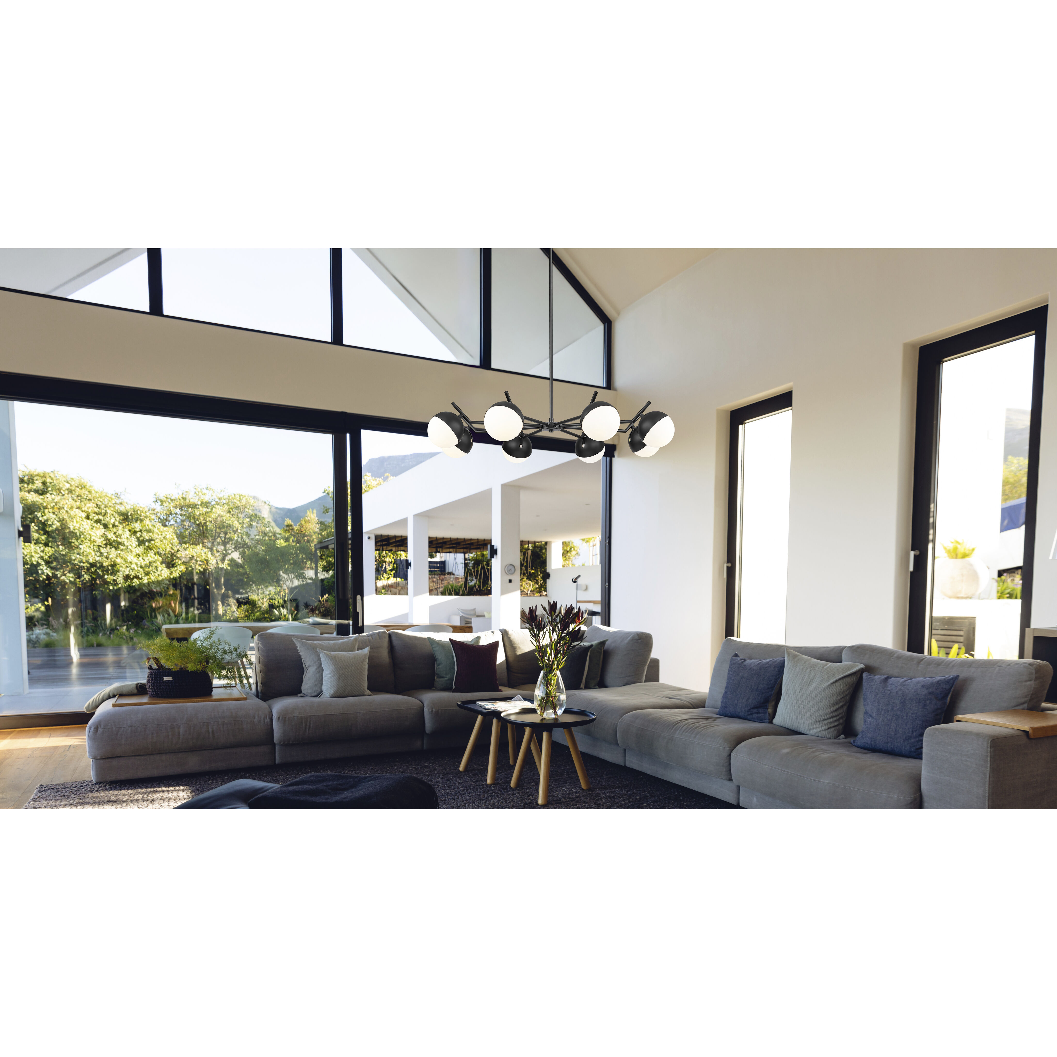 Realm Sphere 8 Light 44 inch Matte Black Chandelier Ceiling Light