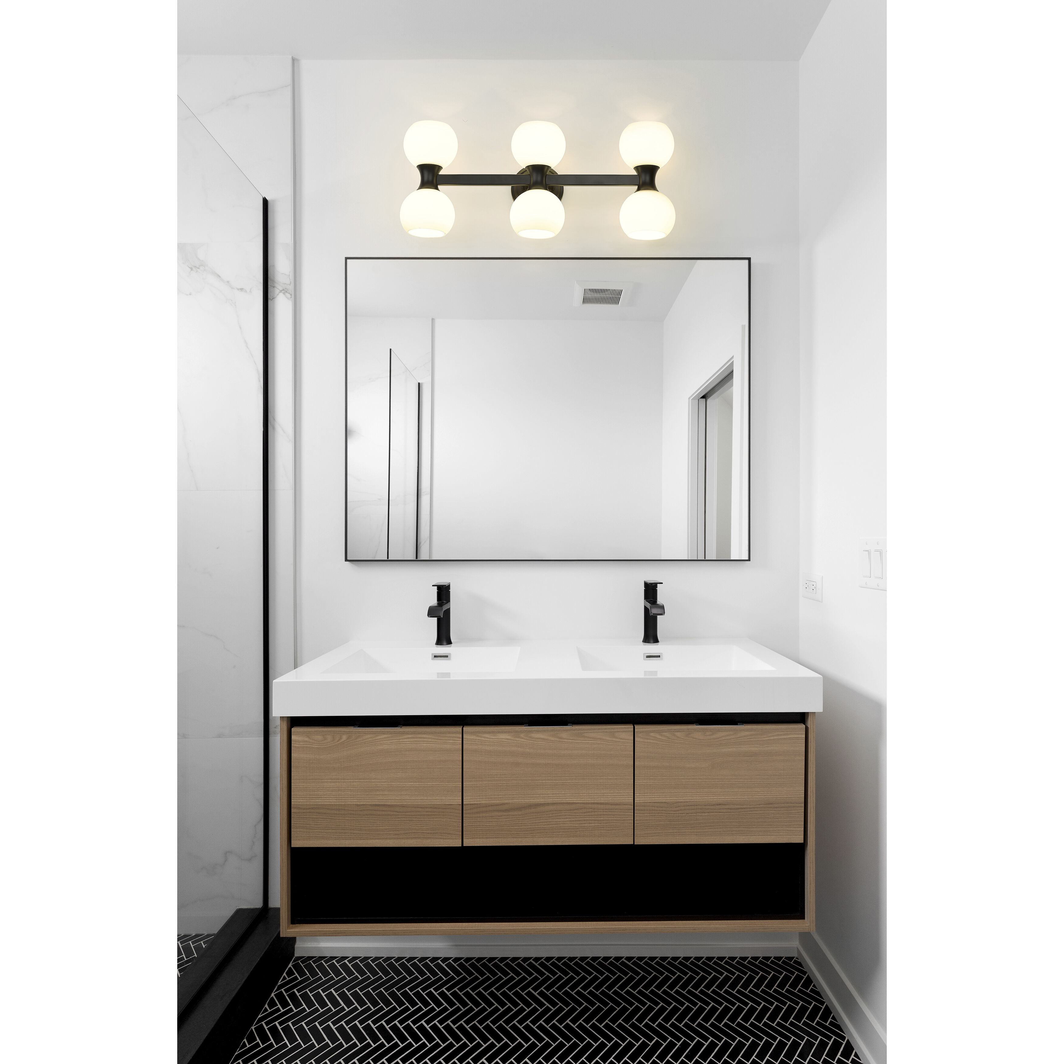 Artemis 6 Light 25 inch Matte Black Vanity Wall Light