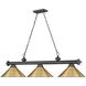 Cordon 3 Light 57.25 inch Bronze Billiard Ceiling Light in Rubbed Brass Metal