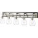 Kraken 5 Light 38 inch Matte Black and Brushed Nickel Vanity Wall Light
