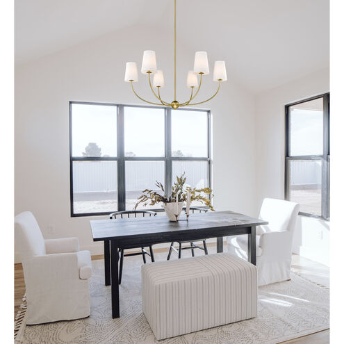 Shannon 6 Light 42 inch Rubbed Brass Chandelier Ceiling Light