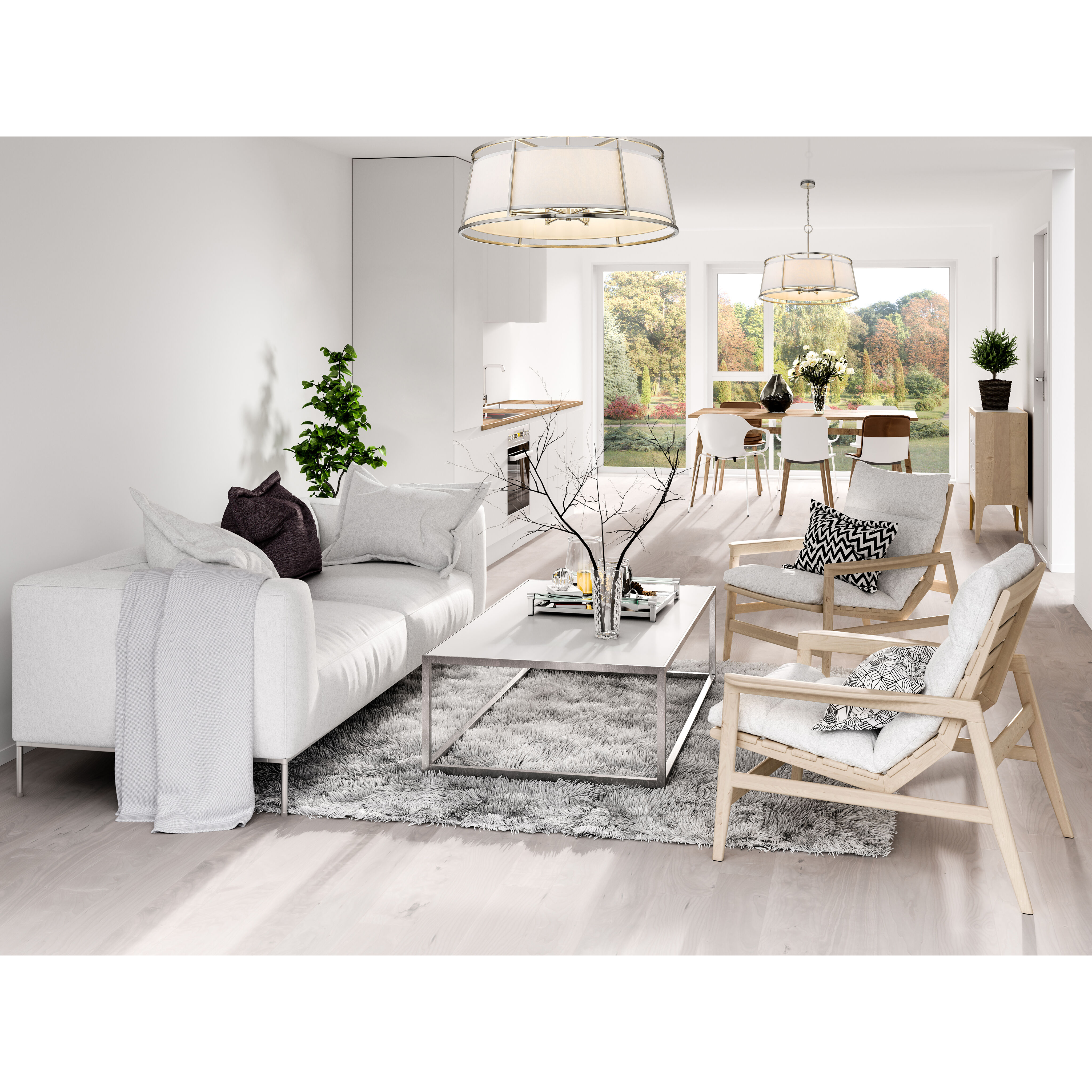 Lenyx 8 Light 32 inch Brushed Nickel Chandelier Ceiling Light