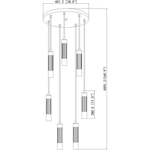 Stari 7 Light 18 inch Brushed Nickel Chandelier Ceiling Light