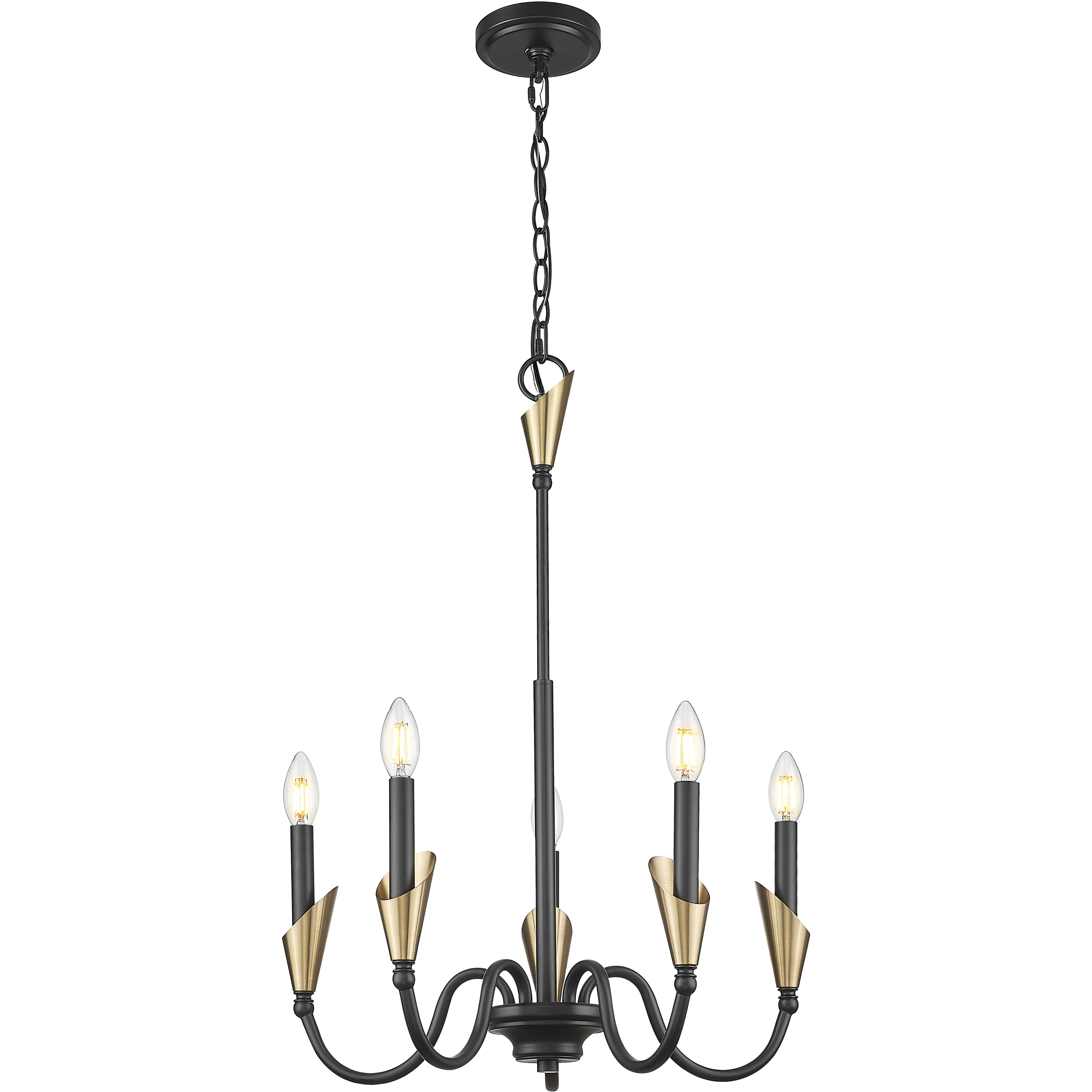 Claudelle 5 Light 24 inch Matte Black and Modern Gold Chandelier Ceiling Light
