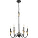 Claudelle 5 Light 24 inch Matte Black and Modern Gold Chandelier Ceiling Light