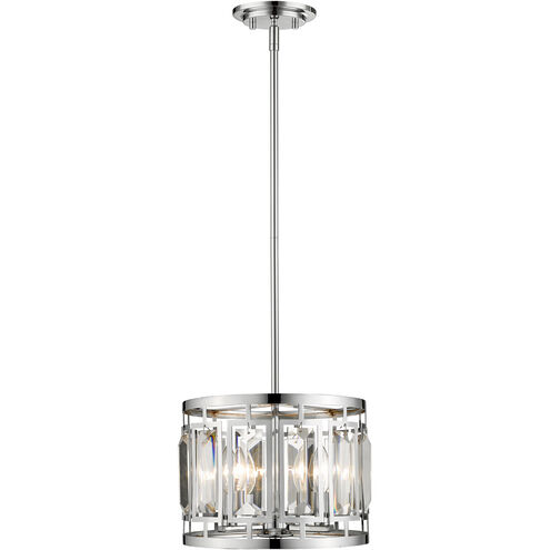 Mersesse 3 Light 11.5 inch Chrome Pendant Ceiling Light in 8.58, Clear and Chrome