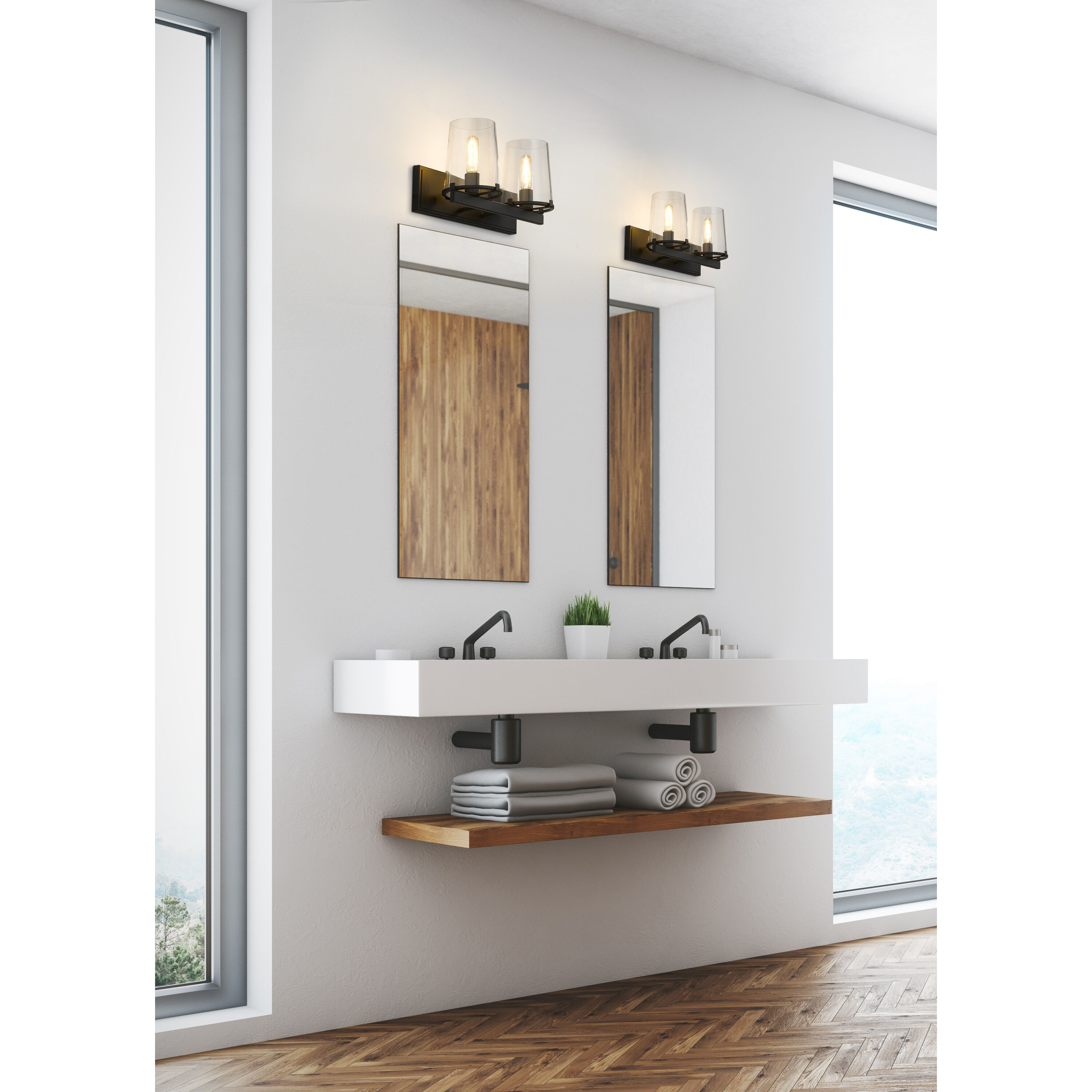 Callista 2 Light 18.25 inch Matte Black Vanity Wall Light