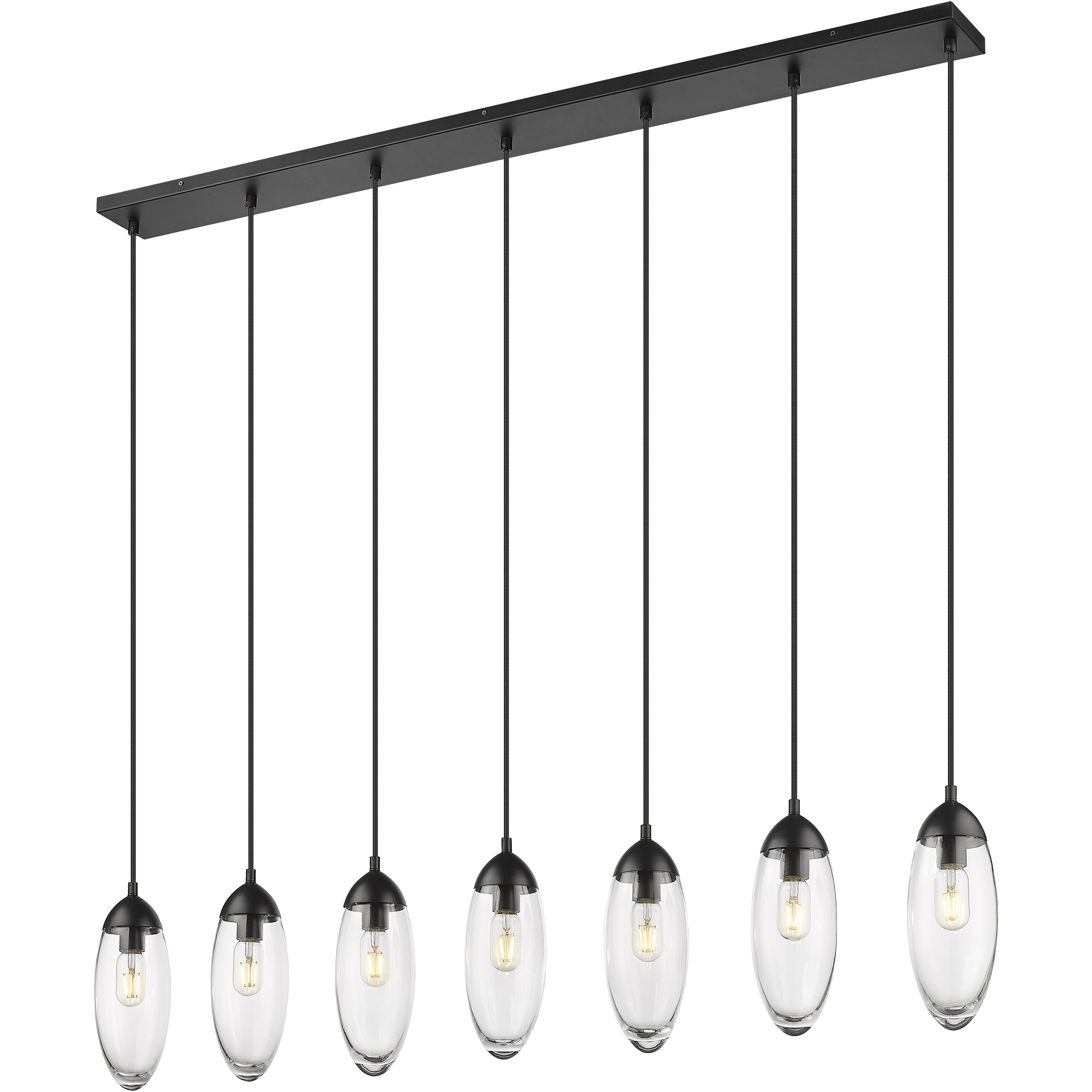 Arden 7 Light 54 inch Matte Black Linear Chandelier Ceiling Light