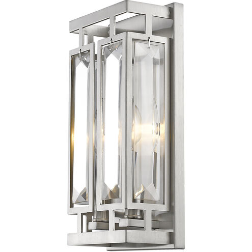 Mersesse 2 Light 6 inch Brushed Nickel Wall Sconce Wall Light in 3.1, Clear Crystal