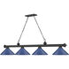 Cordon 4 Light 81.75 inch Matte Black Billiard Ceiling Light in Navy Blue Steel