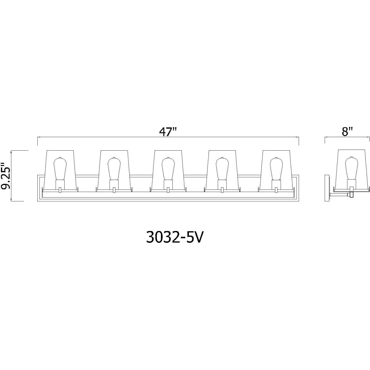 Callista 5 Light 47 inch Rubbed Brass Vanity Wall Light