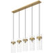 Fontaine 5 Light 44.25 inch Rubbed Brass Linear Chandelier Ceiling Light